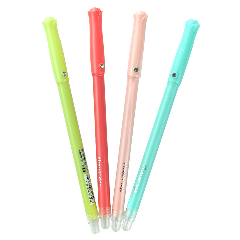 义乌好货 创意花朵镶嵌带钻中性笔 时尚清新水笔 糖果色书写笔0.5黑芯 批发-1004/22229