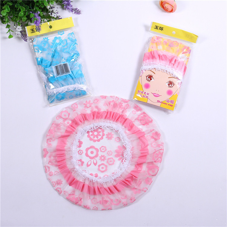 义乌好货 厂家直销热卖浴帽 EVA浴帽 护发帽 高档蕾丝花边家居必备洗澡用品-1006/35800产品图
