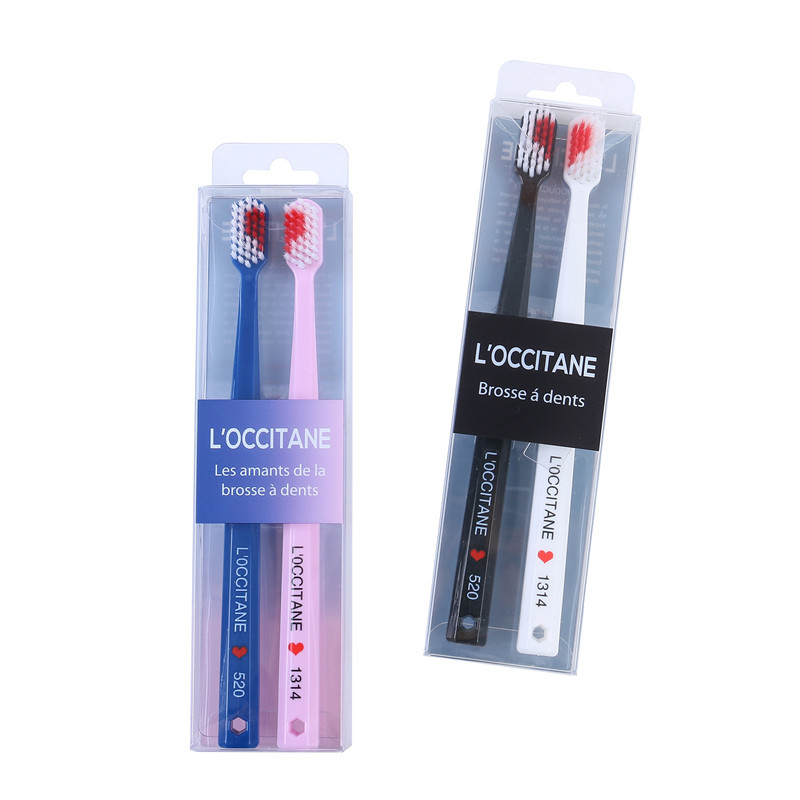 Yiwu Good Goods Japanese Couple Toothbrush Black White Powder Blue Adult Soft Hair Love Tongue Coating Clean Crystal Box Wechat Business Toothbrush -1006/35863