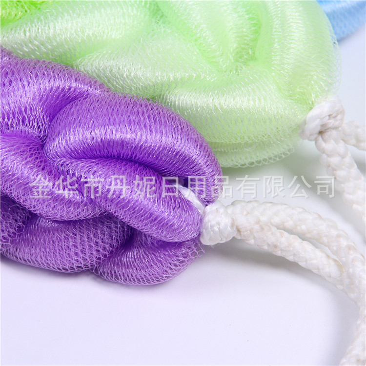 义乌好货 厂家直销热卖细网渐变色高档沐浴条 高品质棉绳浴花 浴球洗澡必备-1006/35800白底实物图