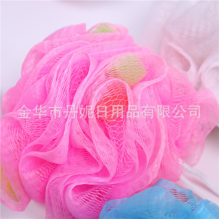 义乌好货 厂家直销 热卖高品质海绵沐浴花 沐浴球彩色海绵花 洗澡必备神器-1006/35800白底实物图