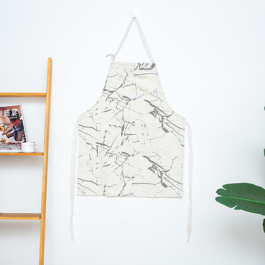 Yiwu Selection wheat and marble series style apron cotton linen simple large pocket apron thumbnail