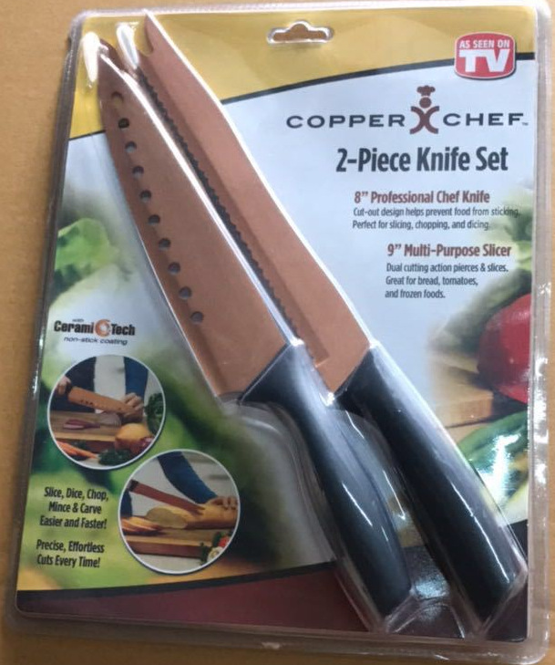 2 pcs Copper Chef Knife sets 2 pieces vegetable knife Bread knife -1006/36814