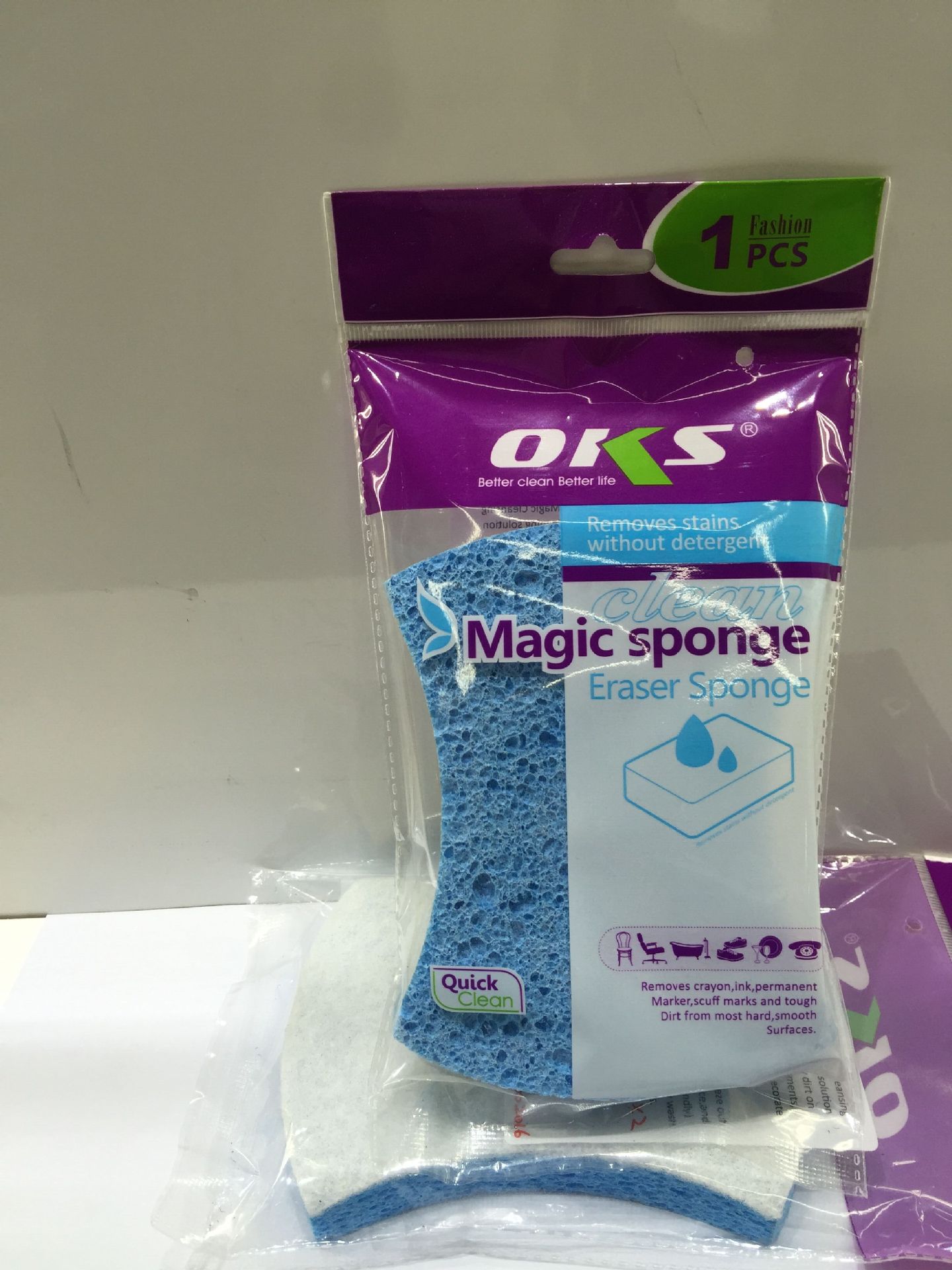 Yiwu Good Goods Oks Sponge Cleaning Cloth, Double Effect Sponge Wipe, Wood Paddle Cotton Cleaning Cloth -1006/36088 Daily Necessities