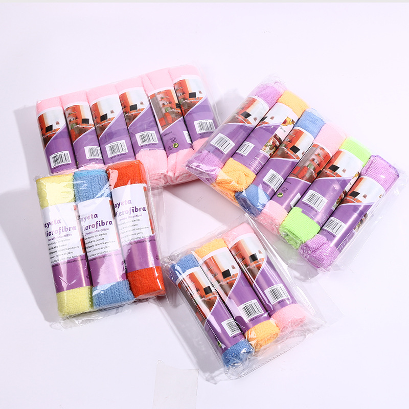 义乌好货 2018新型4pcs超细纤维印花抹布神奇清洁去油不掉毛吸水洗碗巾批发-1006/35740