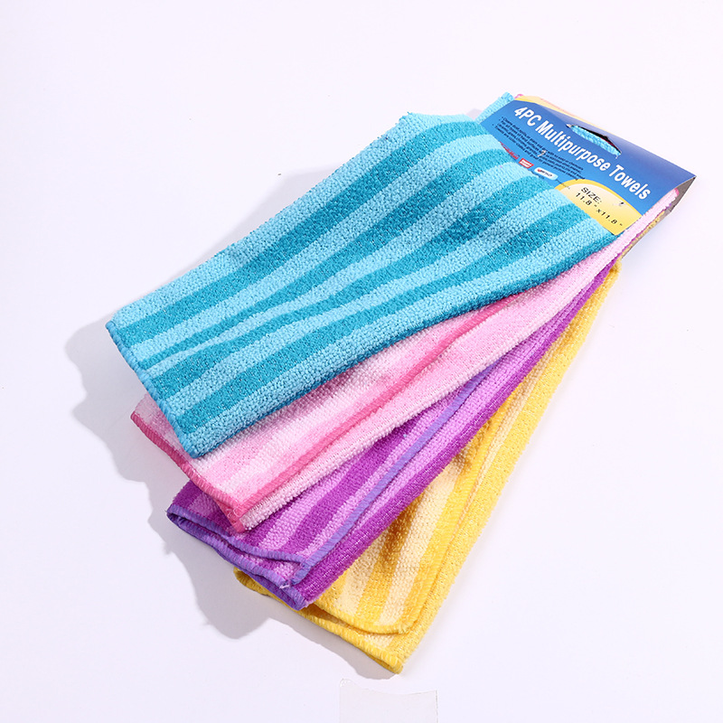 Yiwu Haofuo 2018 new 4pcs double color strip dishcloths kitchen supplies non-oil non-hair washing towels daily wholesale -1006/35740 thumbnail