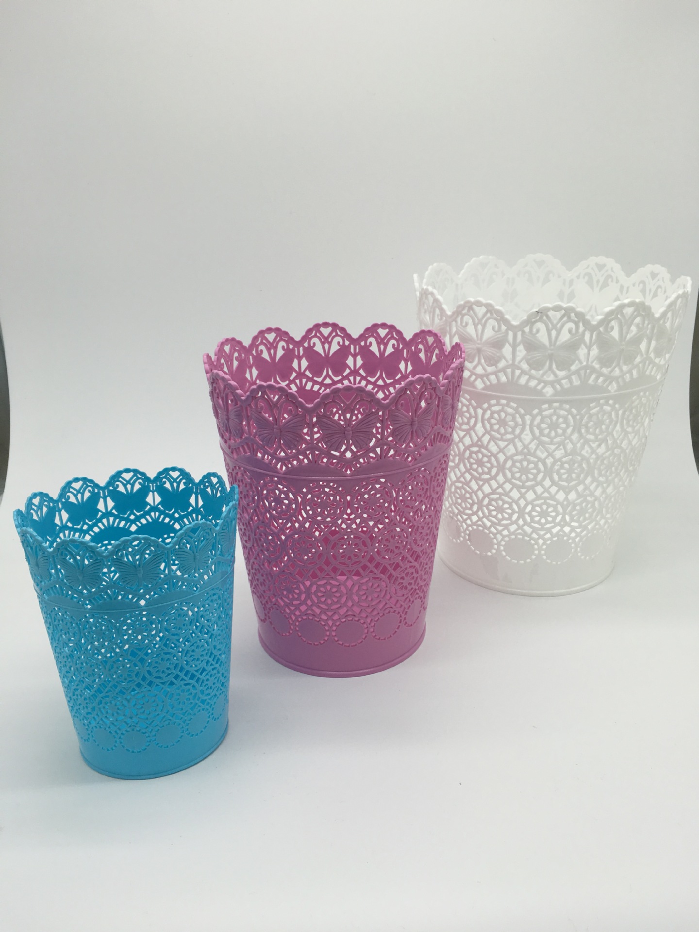 义乌好货 家用塑料蕾丝镂空垃圾桶 创意时尚办公桌面垃圾筒 杂物桶-1006/34495