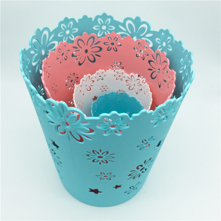 义乌好货 镂空收纳桶 创意小清新桌面垃圾桶家用户外 杂物收纳垃圾桶-1006/34495