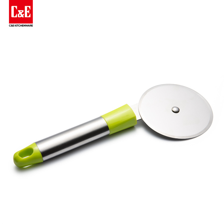 Yiwu Selection Kitchen utensils single wheel stainless steel pizza knife, plastic and stainless steel handles -1003/19006