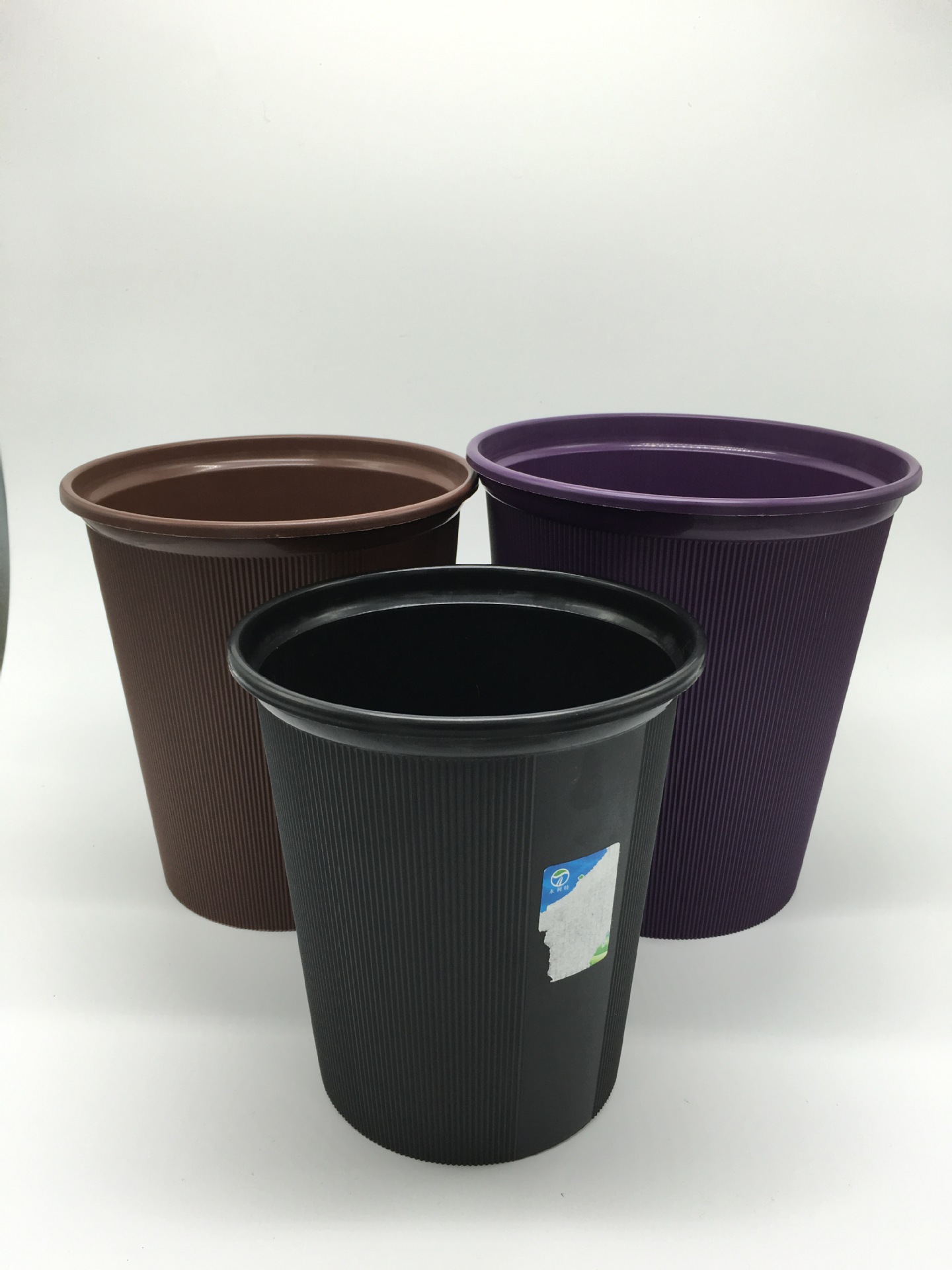 义乌好货 防划时尚简约条纹家用无盖垃圾桶塑料纸篓厨房家用卫生间垃圾耐摔-1006/34495