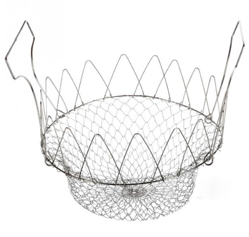 Yiwu Good Goods Stainless Steel telescopic folding basket chef basket Frying Basket French Fries Degreasing Kitchen Tools TV Products -1006/36814 Item Picture