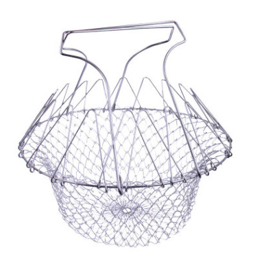 Yiwu Good Goods Stainless Steel telescopic folding basket chef basket Frying Basket French Fries Degreasing Kitchen Tools TV Products -1006/36814 undefined
