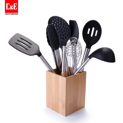 Yiwu Selection Kitchen nine-piece set of cooking utensils, non-stick cooking pot nylon cooking set, Beech handle cooking tools creative kitchen utensils -1003/19006 thumbnail