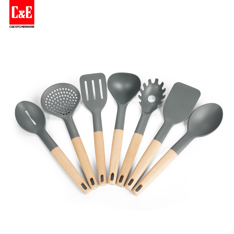 Yiwu Selection nylon cooking sets - a set of 9 kitchen utensils with wooden handle, a set of 9 cooking sets -1003/19006