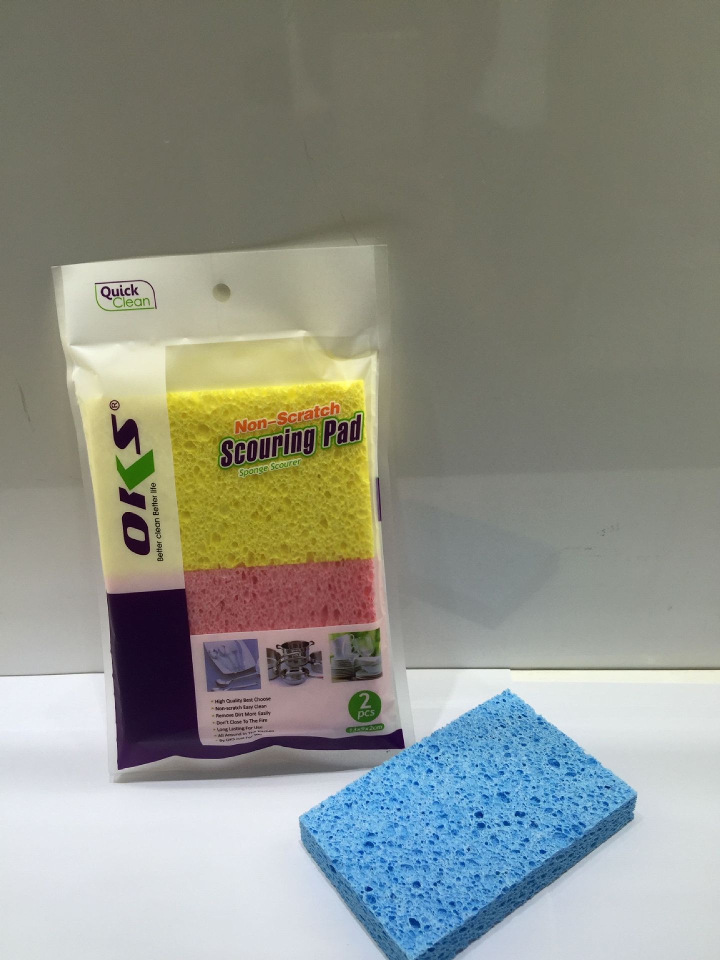 Yiwu Good Goods Oks Sponge Cleaning Cloth, Double Effect Sponge Wipe, Wood Paddle Sponge Cleaning Cloth -1006/36088