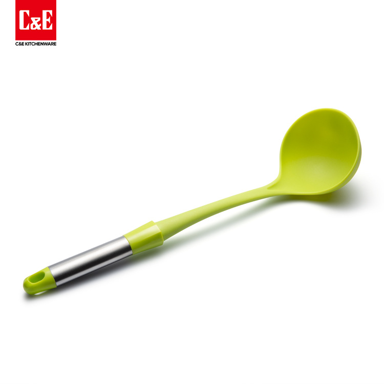 Yiwu Selection nylon kitchen spoon, cooking spoon, cooking tools, stainless steel handle -1003/19006
