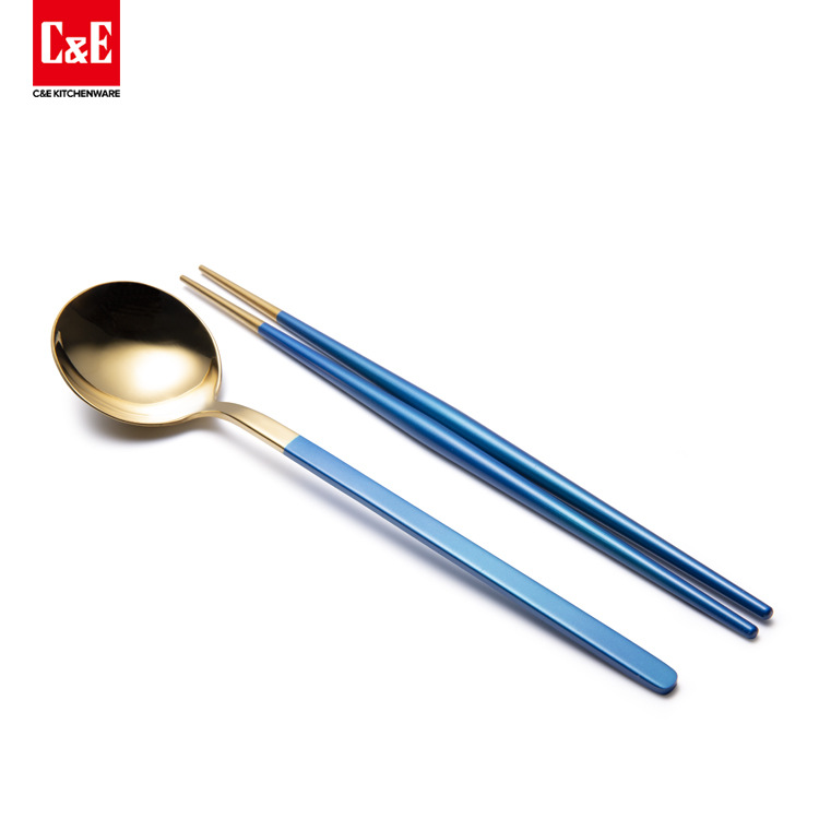 Yiwu Selection exquisite stainless steel spoon chopsticks set, set of outdoor tableware, spoon chopsticks, creative kitchen utensils -1003/19006 thumbnail