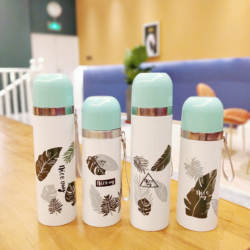 义乌好货 供应新款子弹头保温杯清新芭蕉叶真空保温杯 时尚礼品保温水杯-1006/35299