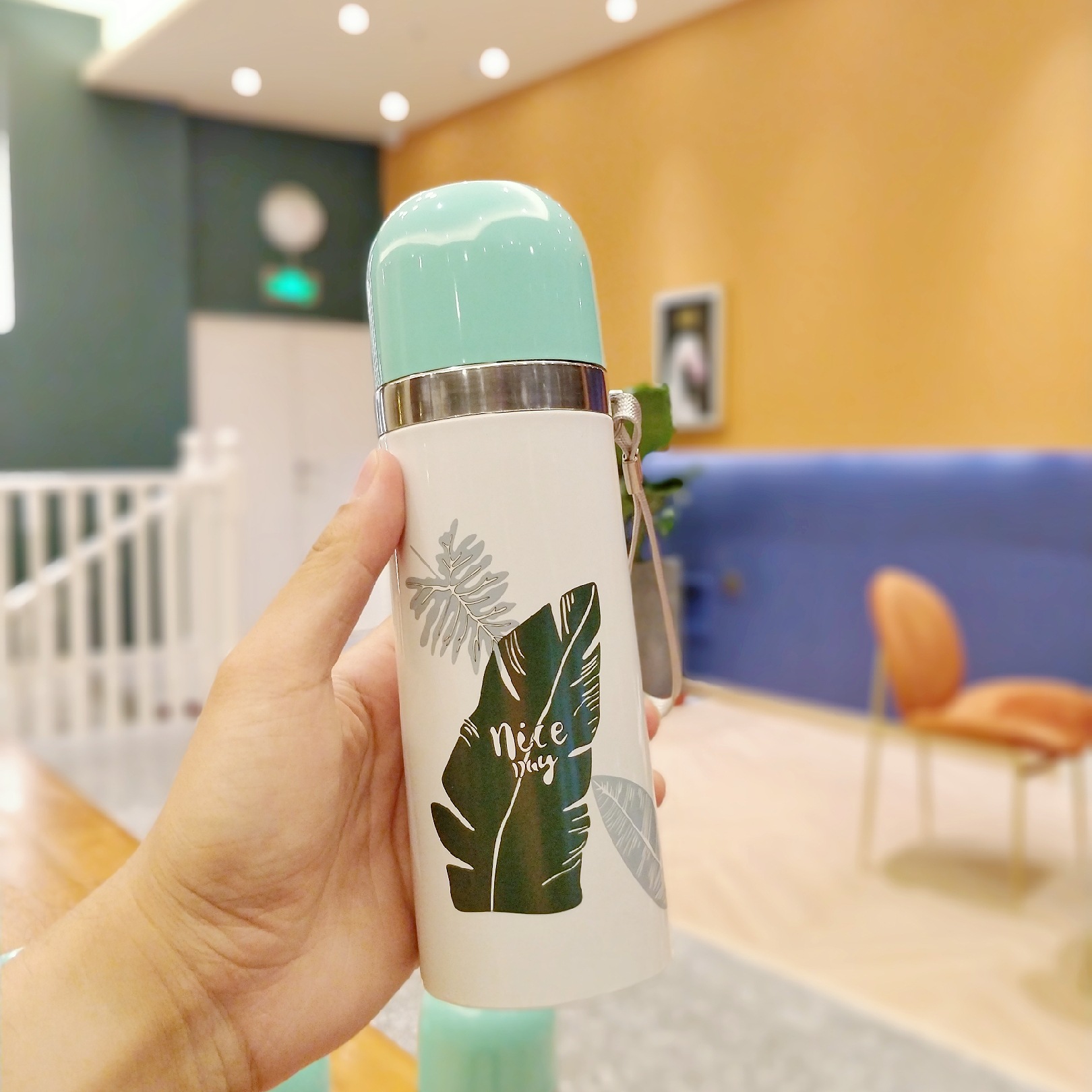 义乌好货 供应新款子弹头保温杯清新芭蕉叶真空保温杯 时尚礼品保温水杯-1006/35299详情图6