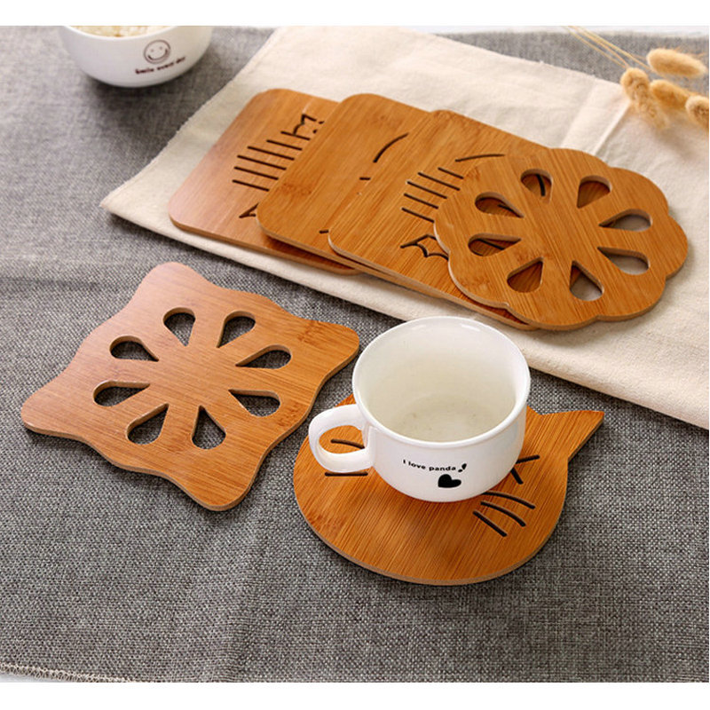 义乌好货 创意镂空卡通木质杯垫 多款式餐桌隔热垫 卡通镂空木质杯垫-1003/16225