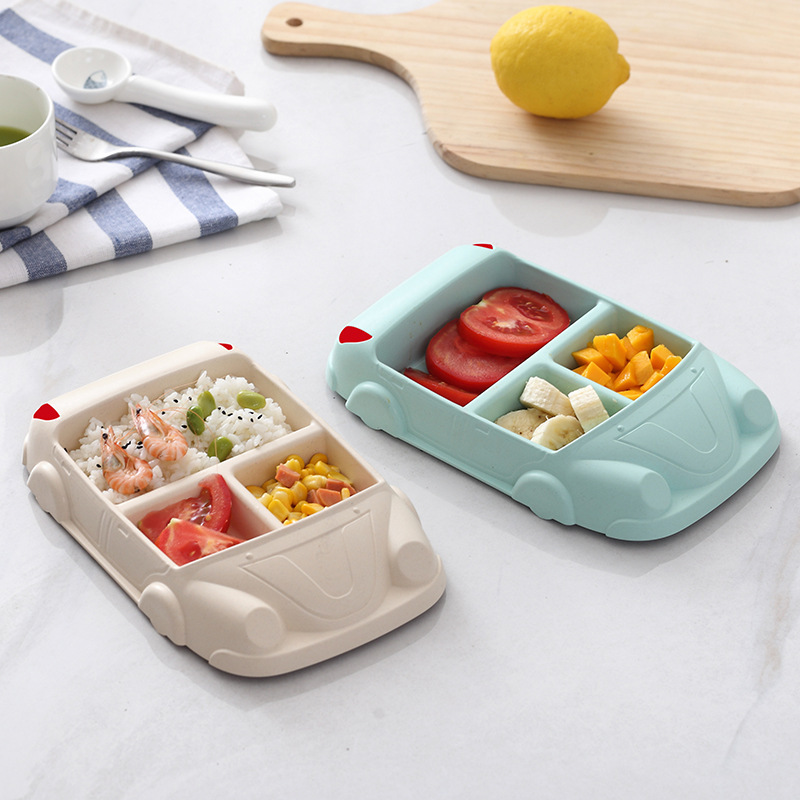 竹纤维儿童餐盘创意环保餐具幼儿可爱饭盘分格汽车餐具防摔点心盘-1006/36814