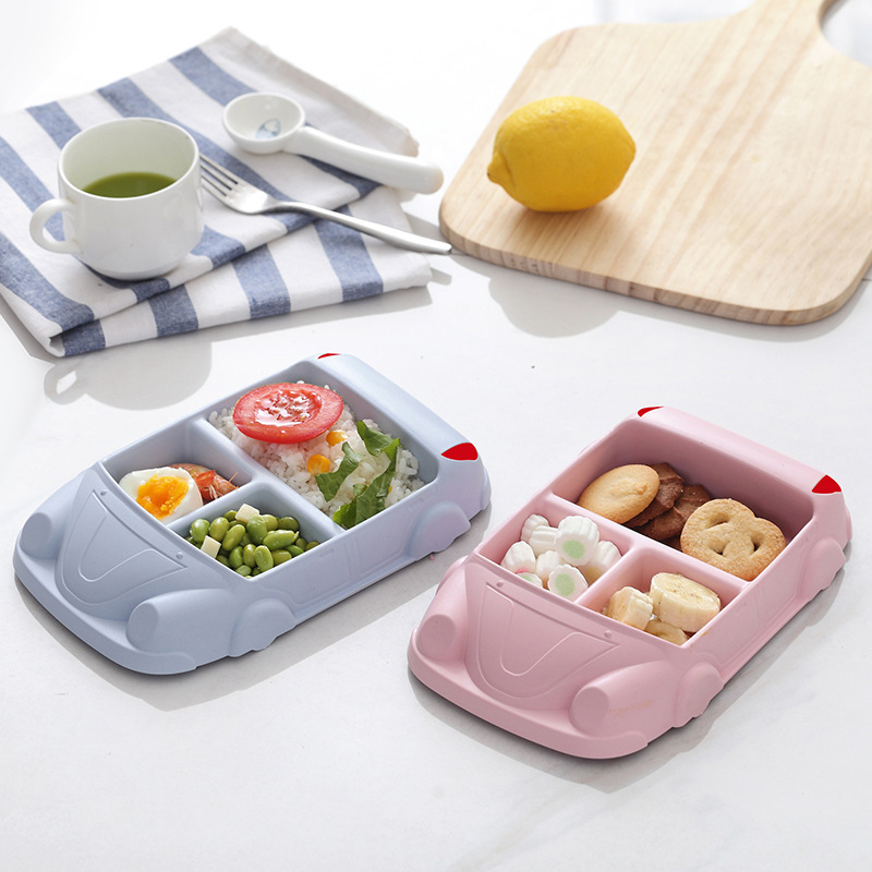 Bamboo fiber children's plates, creative eco-friendly tableware, cute rice plates for toddlers, compartments, car tableware, anti-drop snack plates -1006/36814 Application Scenario