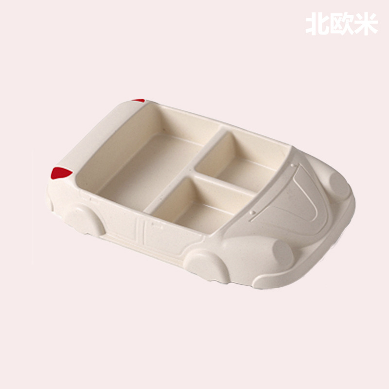 Bamboo fiber children's plates, creative eco-friendly tableware, cute rice plates for toddlers, compartments, car tableware, anti-drop snack plates -1006/36814 undefined