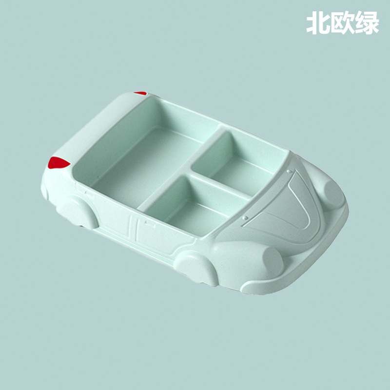 Bamboo fiber children's plates, creative eco-friendly tableware, cute rice plates for toddlers, compartments, car tableware, anti-drop snack plates -1006/36814 undefined