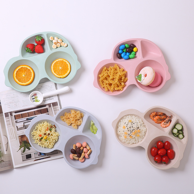 Yiwu Quality Bamboo Fiber children's Plates, Baby Cartoon tableware, creative grid rice bowls, fashionable restaurant, Kindergarten dining plates -1006/36814 Item Picture