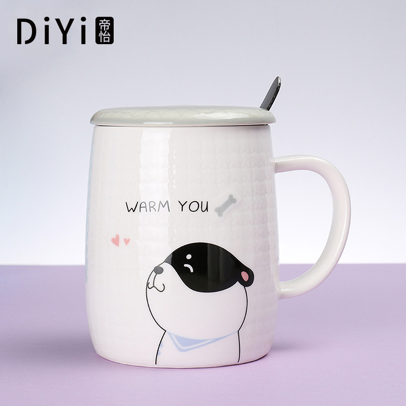 Yiwu Good Goods 2018 New Personalized Cartoon European Letter Mug Simple Ceramic Advertising Cup With Cover And Handle Custom -1006/36591 undefined
