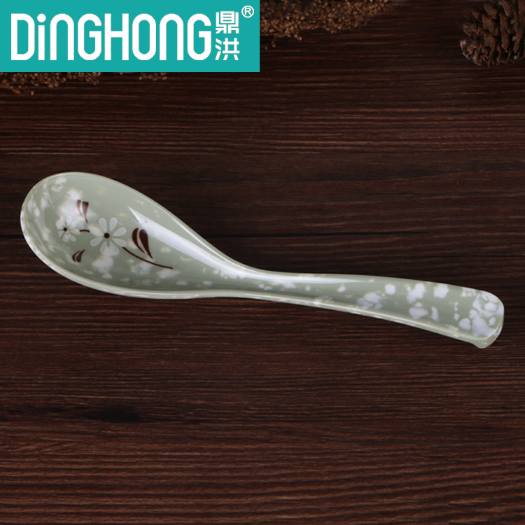 Yiwu Selection manufacturers direct Ding Hong amine imitation porcelain soup spoon kung Fu spoon rice spoon bent hook spoon spoon marble snow chrysanthemum -1006/34180 thumbnail