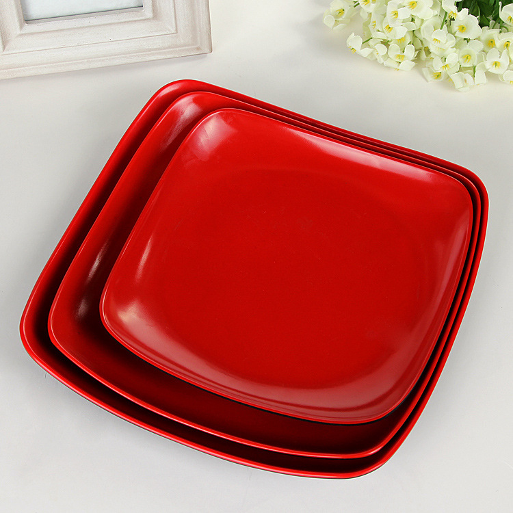 Yiwu Selection red and black quadrilaterals imitation porcelain tableware manufacturer direct selling -1006/34180 thumbnail