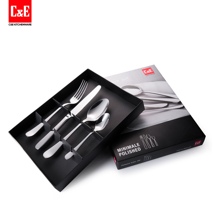 Yiwu Selection C&E Creative Kitchen utensils and Appliances 4 pieces set stainless steel cutlery, fork and spoon set 4 pieces set of tableware