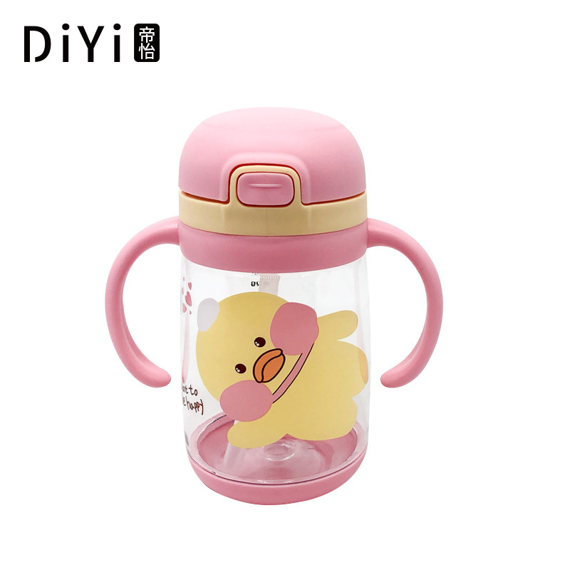 Yiwu Good Goods New Cute Cartoon Children's Straw Cup Environmental Plastic Drop Resistant Leakproof Baby Outdoor Transparent Single-Layer Learning Cup -1006/36591 undefined