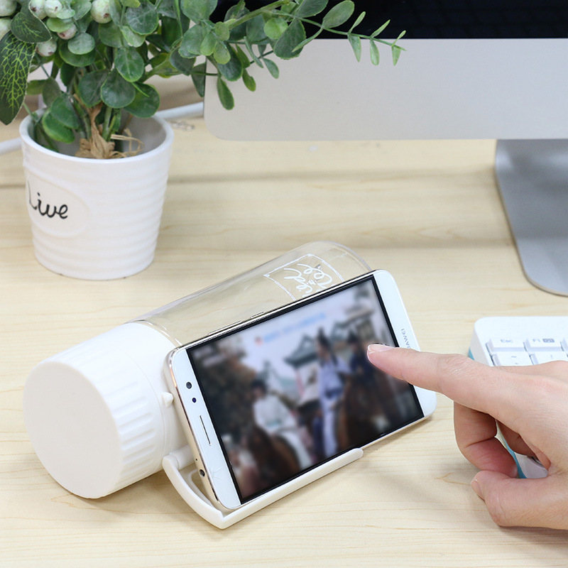 Yiwu Good Goods Di Yi New Creative Transparent Plastic Cup Adult Environmental Protection Portable Drop Resistant Mobile Phone Stand Straight Drink Space Water Cup -1006/36591 Item Picture