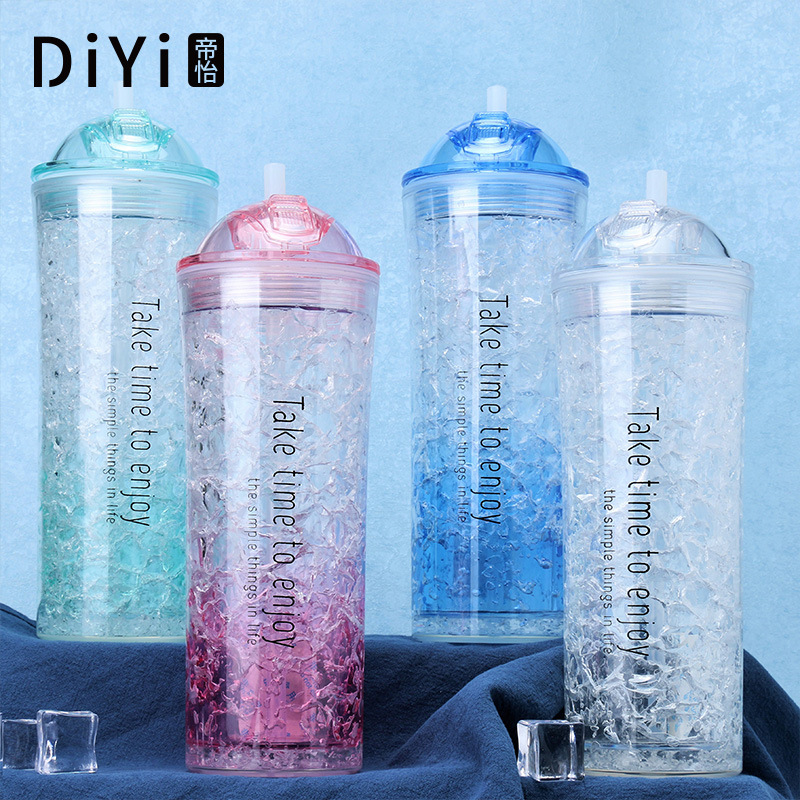 Yiwu Good Goods New Large Capacity Creative Straw Ice Cup Ins Student Environmental Protection Material Summer Heat Juice Gel Ice Cup -1006/36591