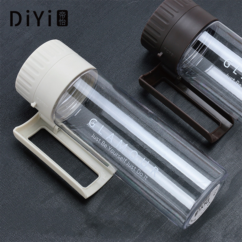 Yiwu good goods new creative transparent plastic cup adult environmental protection portable mobile phone stand straight drink space water cup 500ml-1006/36591