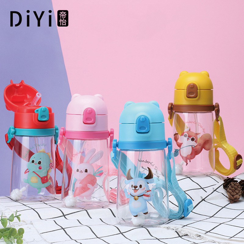 义乌好货 帝怡新款可爱卡通熊头塑料吸嘴杯 环保tritan耐摔双用户外学饮杯-1006/36591细节图