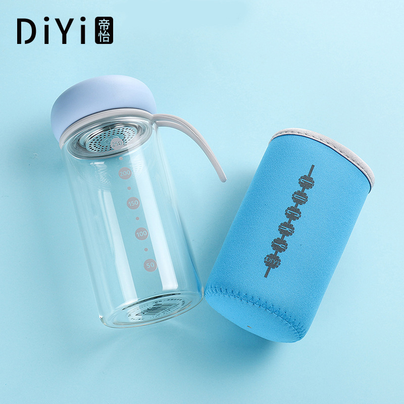 Yiwu Good Goods Manufacturers Direct Sales Lovely High Temperature And Anti-Hot Portable Cup Female Cartoon Single Layer High Borosilicate Glass Water Cup Wholesale -1006/36591 Item Picture