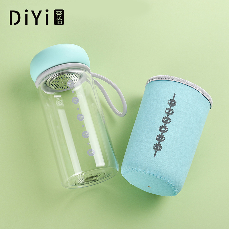 Yiwu Good Goods Manufacturers Direct Sales Lovely High Temperature And Anti-Hot Portable Cup Female Cartoon Single Layer High Borosilicate Glass Water Cup Wholesale -1006/36591 undefined