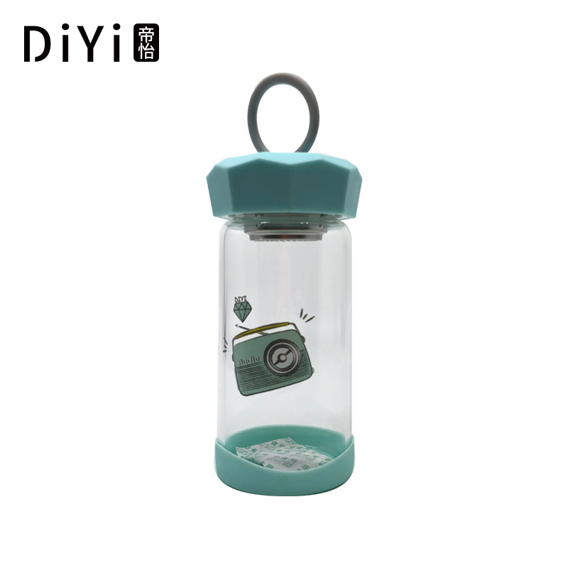 Yiwu Good Goods Manufacturers New Cute Cartoon Silicone Rope Tea Cup Single-Layer Non-Slip With Cover High Borosilicate Glass Water Cup Female -1006/36591 undefined