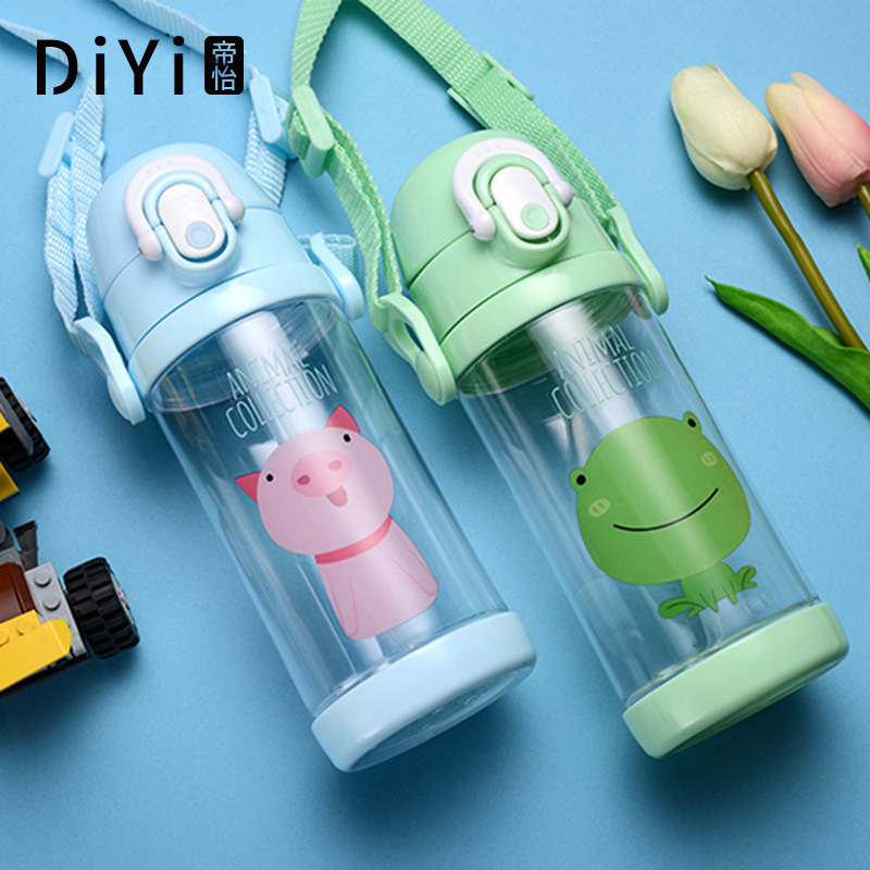 义乌好货 现货供应卡通儿童水杯 环保便携背带吸管学生喝水学饮杯母婴用品-1006/36591