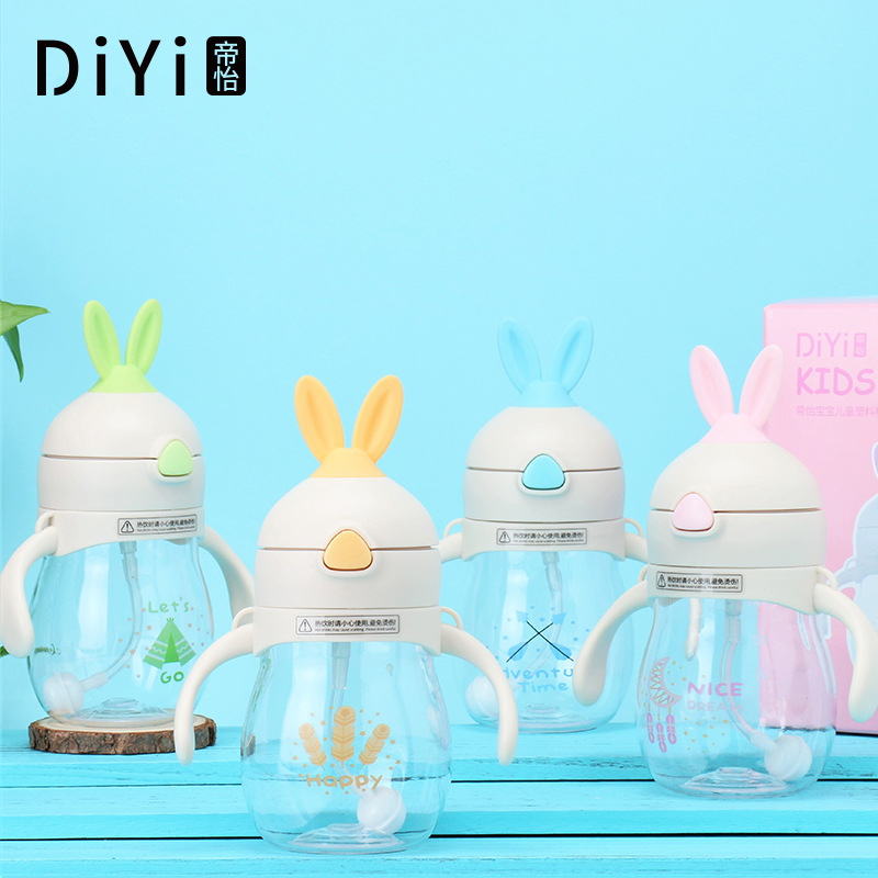 Yiwu Good goods new cartoon soft cute baby rabbit suction cup tritan leakproof portable handle children's plastic anti-choking water cup -1006/36591 thumbnail