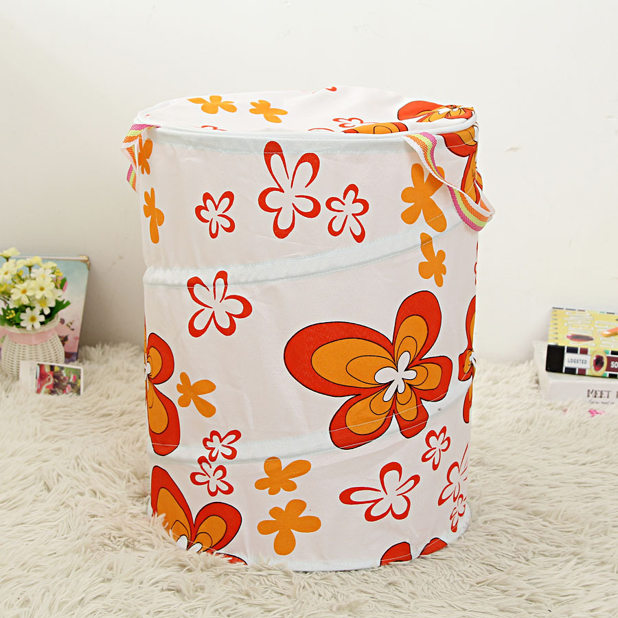 Yiwu Selection [Such as new] small polyester fabric bucket folding laundry basket dirty laundry basket storage bucket zipper cover -1001/1497 thumbnail