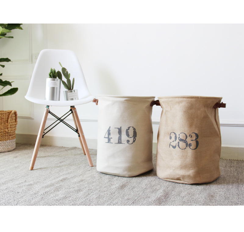 Yiwu Selection millet wheat cotton linen storage bucket laundry basket dirty laundry basket foldable Japanese household items thumbnail