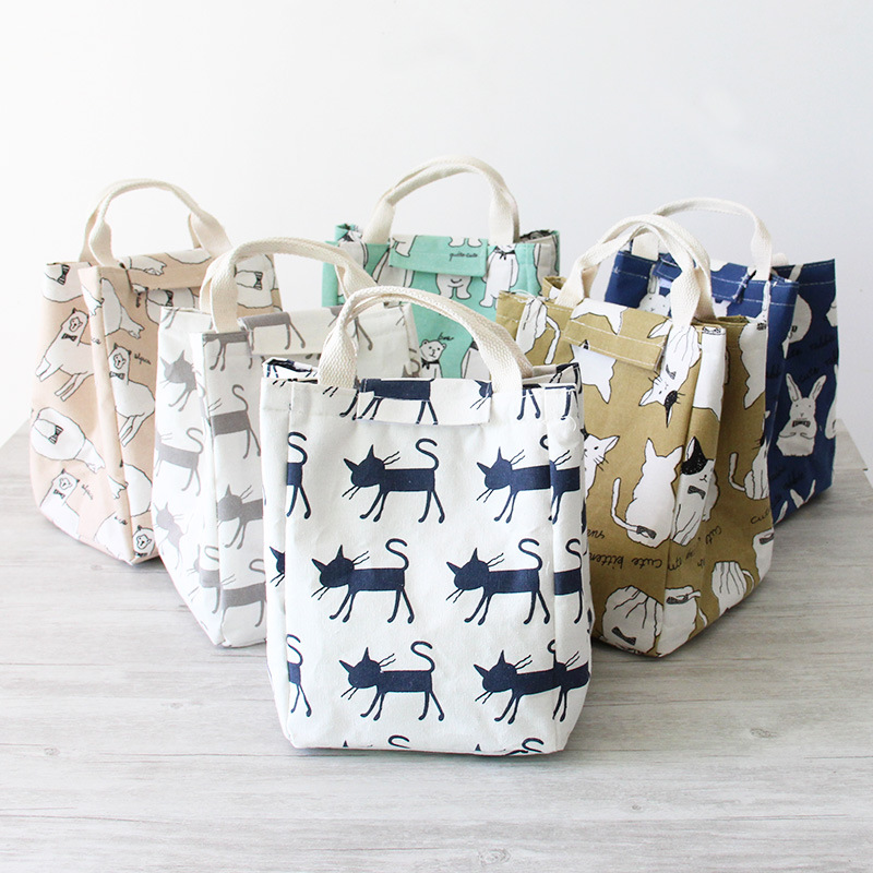 Yiwu Selection cartoon square cotton and hemp rope travel bag shoe bag convenient makeup bag cartoon insulation bag Specification drawing