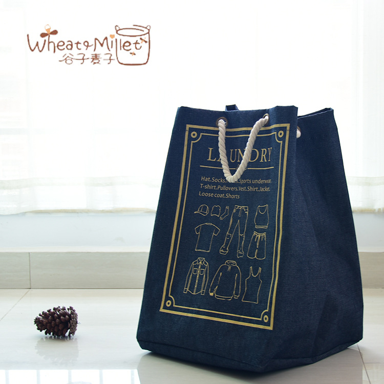 Yiwu Selection millet wheat large round European novel jeans can carry a blue bag dirty pocket Application Scenario