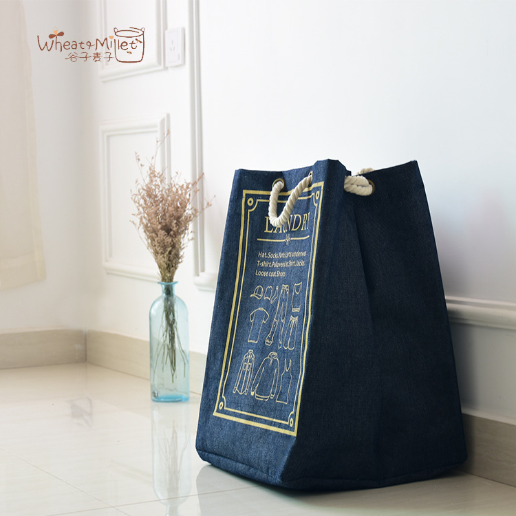 Yiwu Selection millet wheat large round European novel jeans can carry a blue bag dirty pocket Item Picture