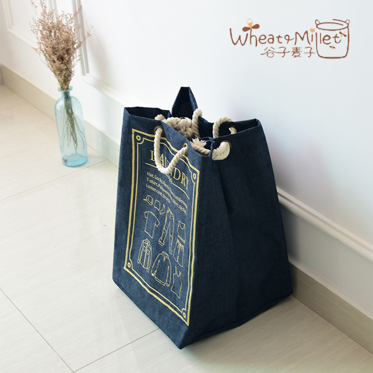 Yiwu Selection millet wheat large round European novel jeans can carry a blue bag dirty pocket undefined