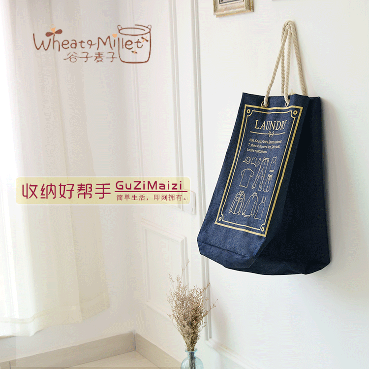 Yiwu Selection millet wheat large round European novel jeans can carry a blue bag dirty pocket undefined